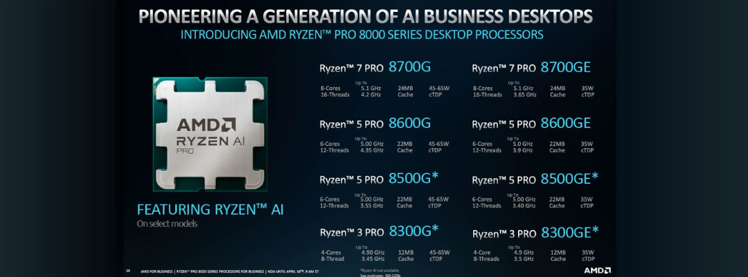 Новые настольные и мобильные процессоры от AMD: Ryzen PRO 8000G и Ryzen PRO 8040